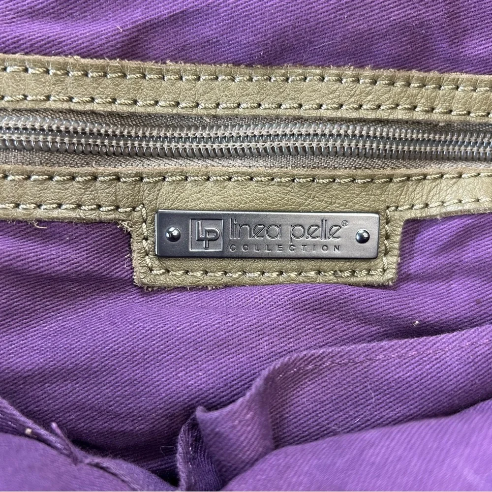 Linea Pelle Soft Leather Olive Green Messenger Bag